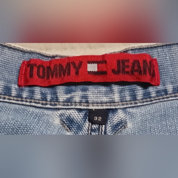 VTG RARE Y2K Tommy Jeans Red Label Denim Utility Distressed Shorts Mens Size 32 - Picture 7 of 12
